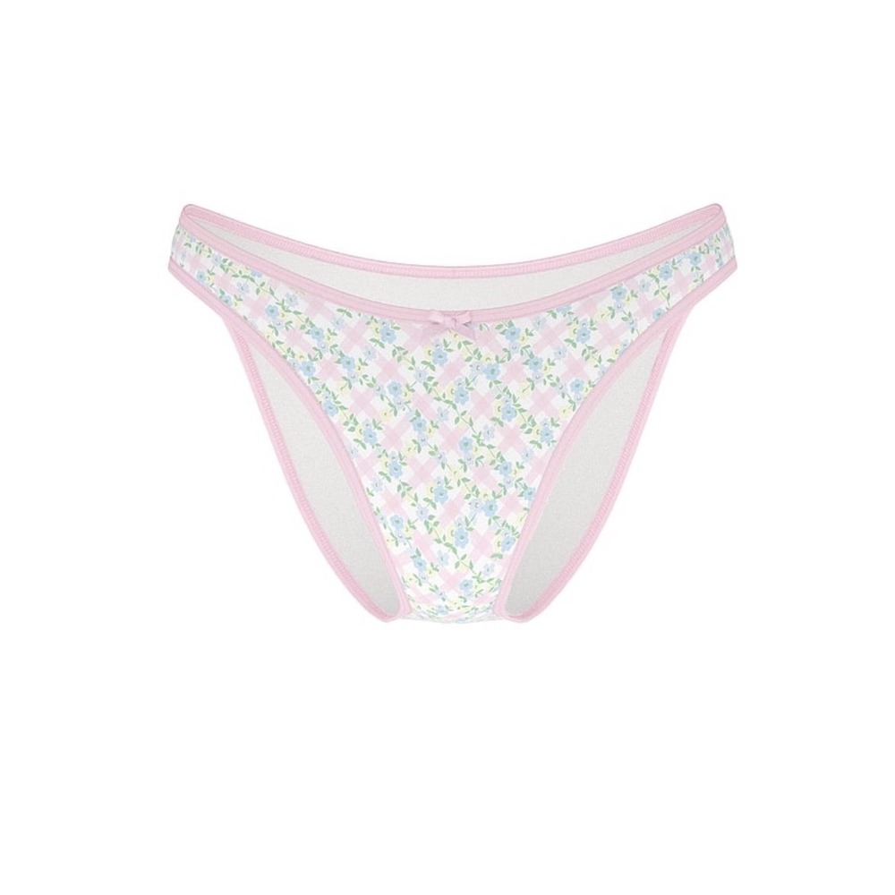 Victoria's Secret Golden Hour Cheeky Bikini Bottom Pink Gingham Floral Small
